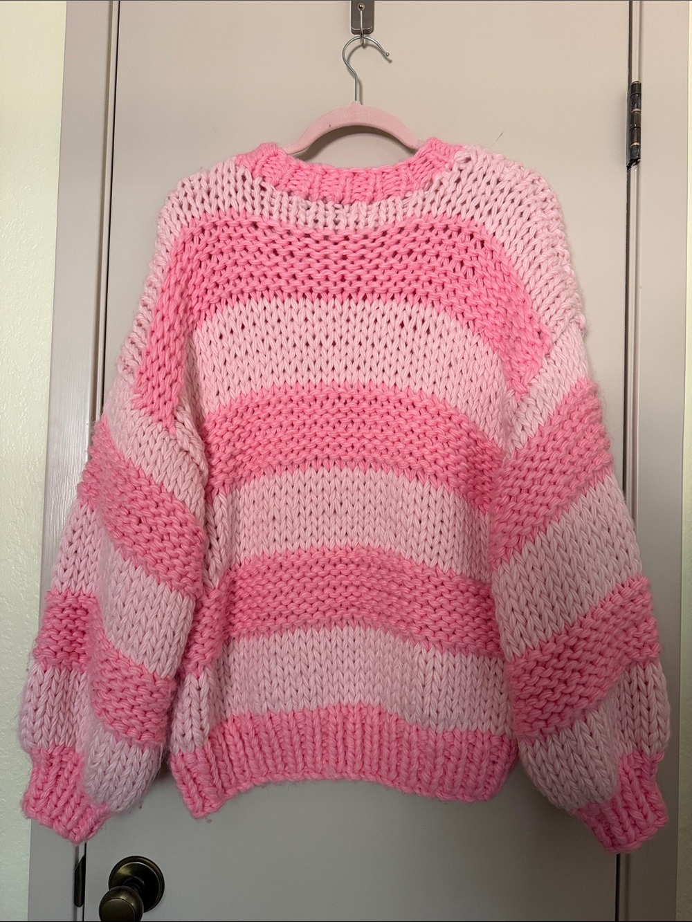 Missguided + Oversized Pink Striped Chunky Knit Sweater - Picture 3 of 4